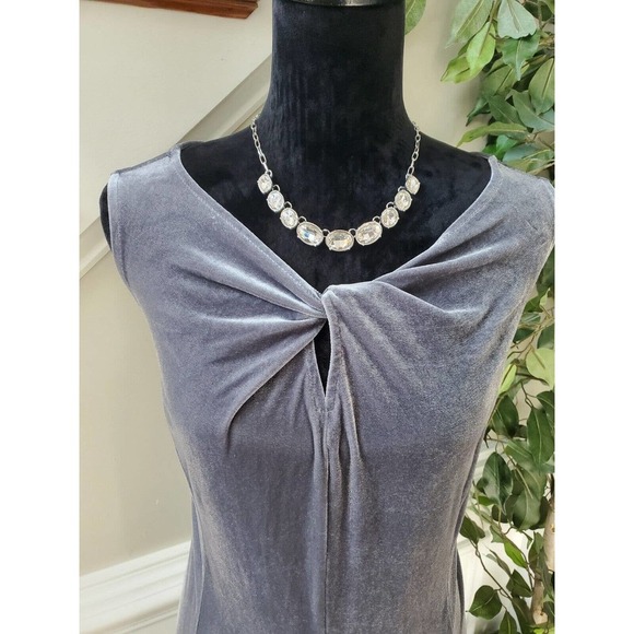 Susan Graver Women's Solid Gray Polyester Sleeveless Knee Length Dress Size 2XL - Picture 2 of 12